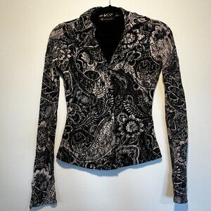 INC International Concepts Black Paisley Top – Size Small